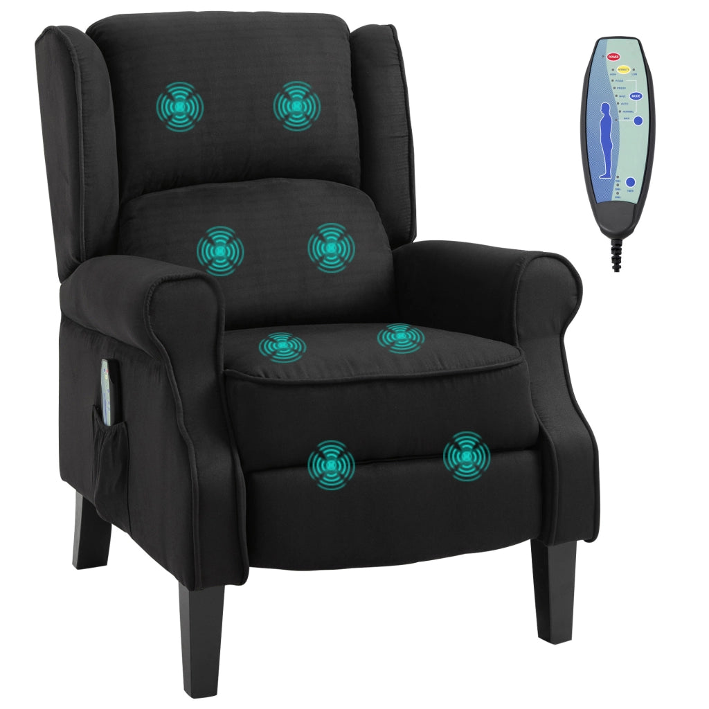 Poltrona Relax Massaggiante Reclinabile con Telecomando, 78x83x101cm, Nero