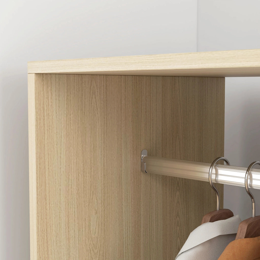 Armadio con ruote, barra appendiabiti e ripiani ¨C zephmum ¨C 60x40x128 cm, colore naturale