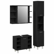 Set di mobili per il Bagno | Armadio da bagno 3 pz Nero 30 x 30 x 179,5 cm