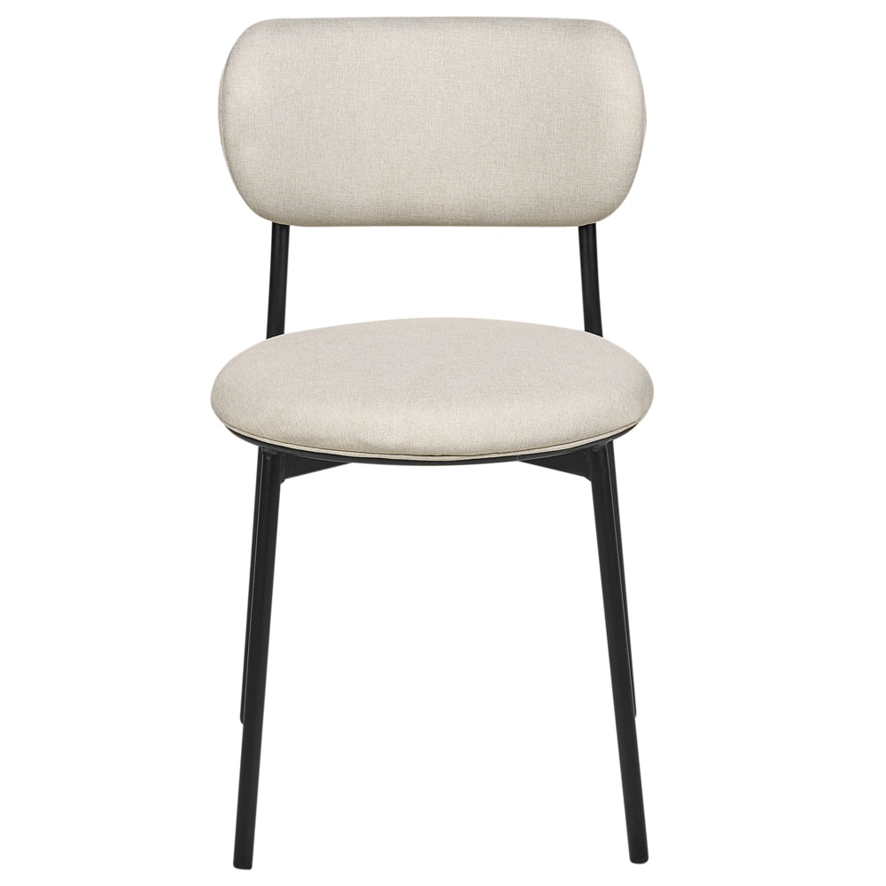 Set di 2 sedie da pranzo Beige Sedute in poliestere Gambe in metallo senza braccioli per la sala da pranzo Cucina