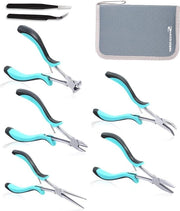 Set di Tang Mini Lange Reach - Naso Piatto, Naso Curvo, Tang Diagonale, Tang con Punta a Stampa, Tang per Taglio di Fine - 5 pezzi con Scatola - Per Artigianato e Riparazione