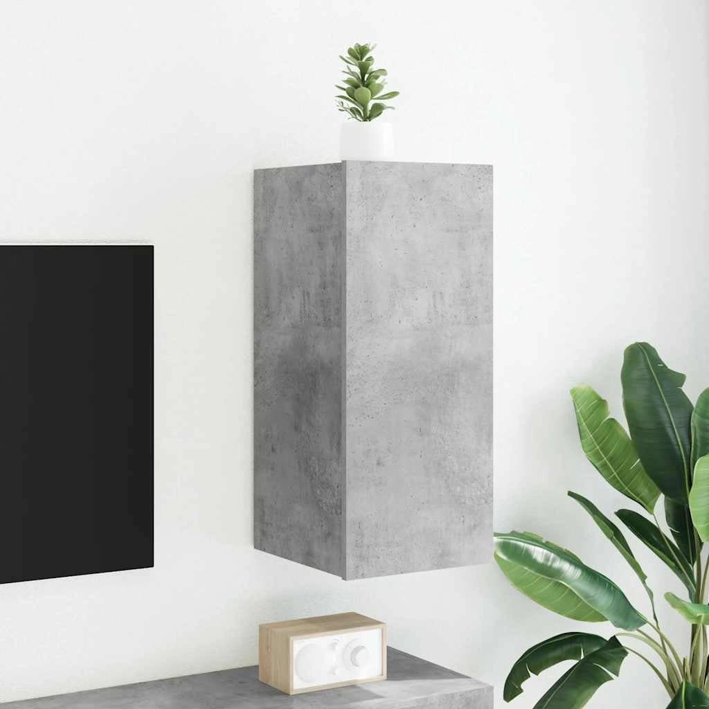 Mobile TV a Parete con Luci LED Grigio Cemento 30,5x35x70 cmcod mxl 134176
