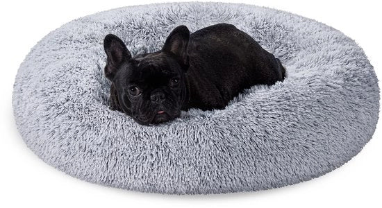 Letto per Animali, Cuscino Donut, Lavabile, Ripieno Removibile, Piuma Lunga, Diametro 70 cm, Tonalità Grigia PGW039G01