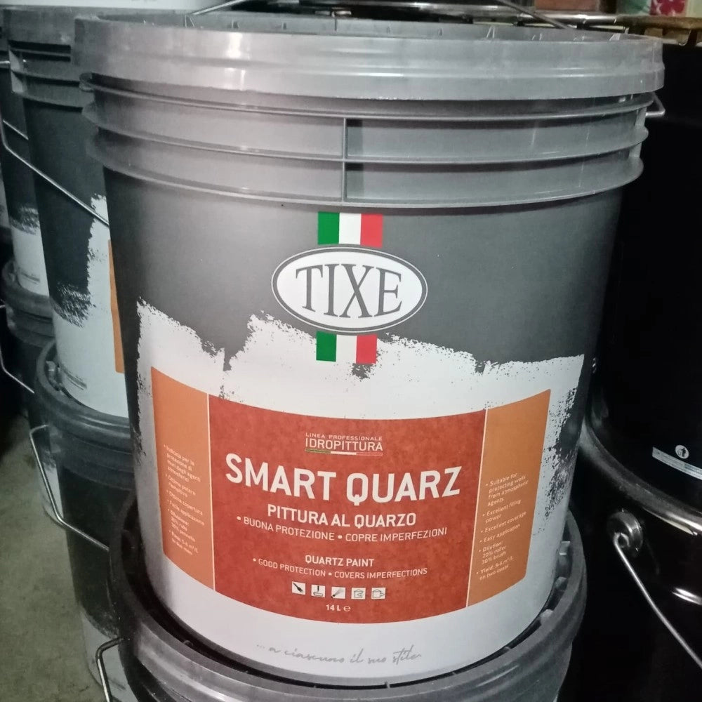 Tixe smart quarz 14lt idro pittura al quarzo acrilica bianca opaca grana fine alta copertura