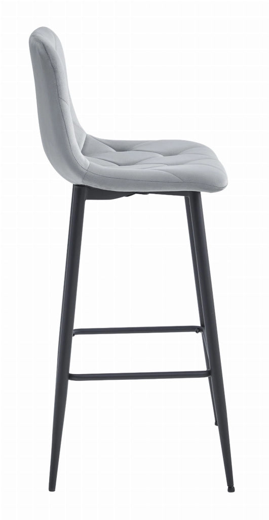 Set di 2 sgabelli da bar Valora KODA in velluto grigio argento con gambe in acciaio nero
