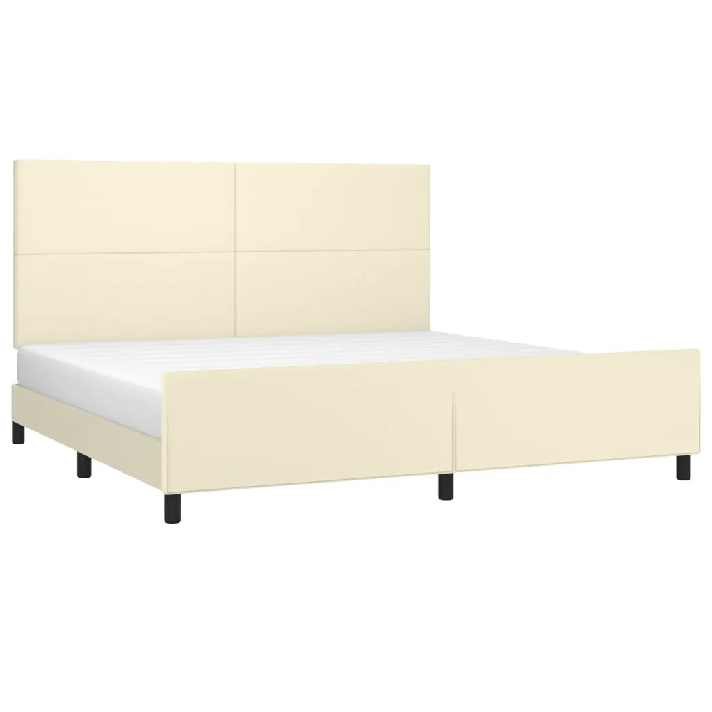 Giroletto con Testiera Crema 200x200 cm in Similpelle