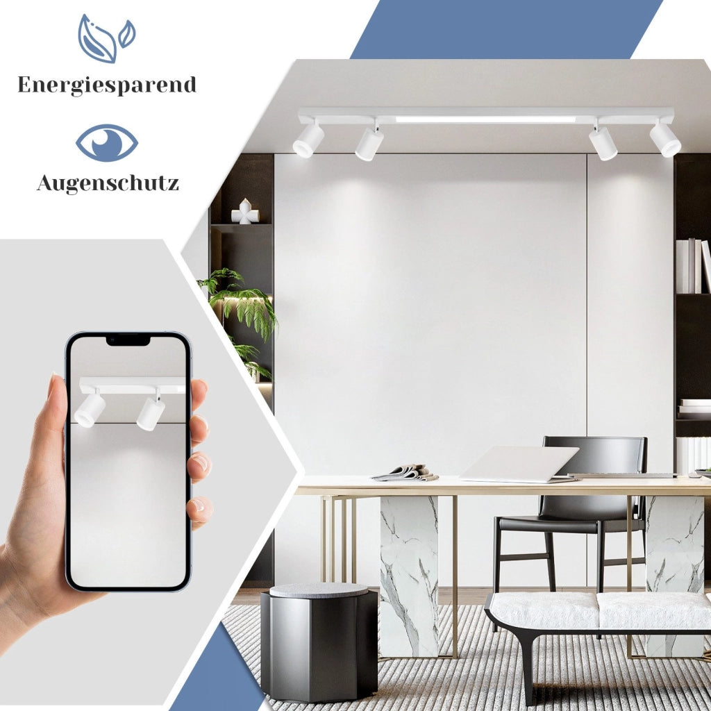 ZMH Faretto da soffitto LED bianchi 4 lampadine 38W dimmerabili telecomando 3000-6500K orientabili 350°