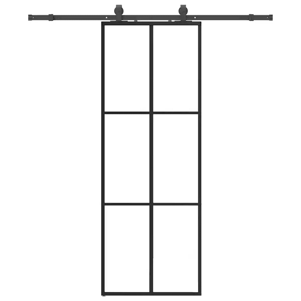 Porta Scorrevole con Ferramenta Nera 76x205 cm in Vetro ESG 3375784