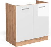 Mobile lavello cucina R-Line, Bianco lucido, 80 cm senza piano di lavoro, per la libera combinazione all'interno di sistemi cucina modulari