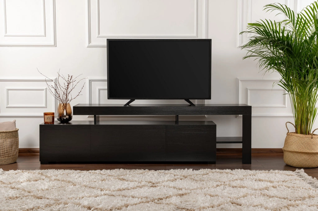 Porta TV in legno "Beliz" 192 x 37 x 53 cm - Legno nero