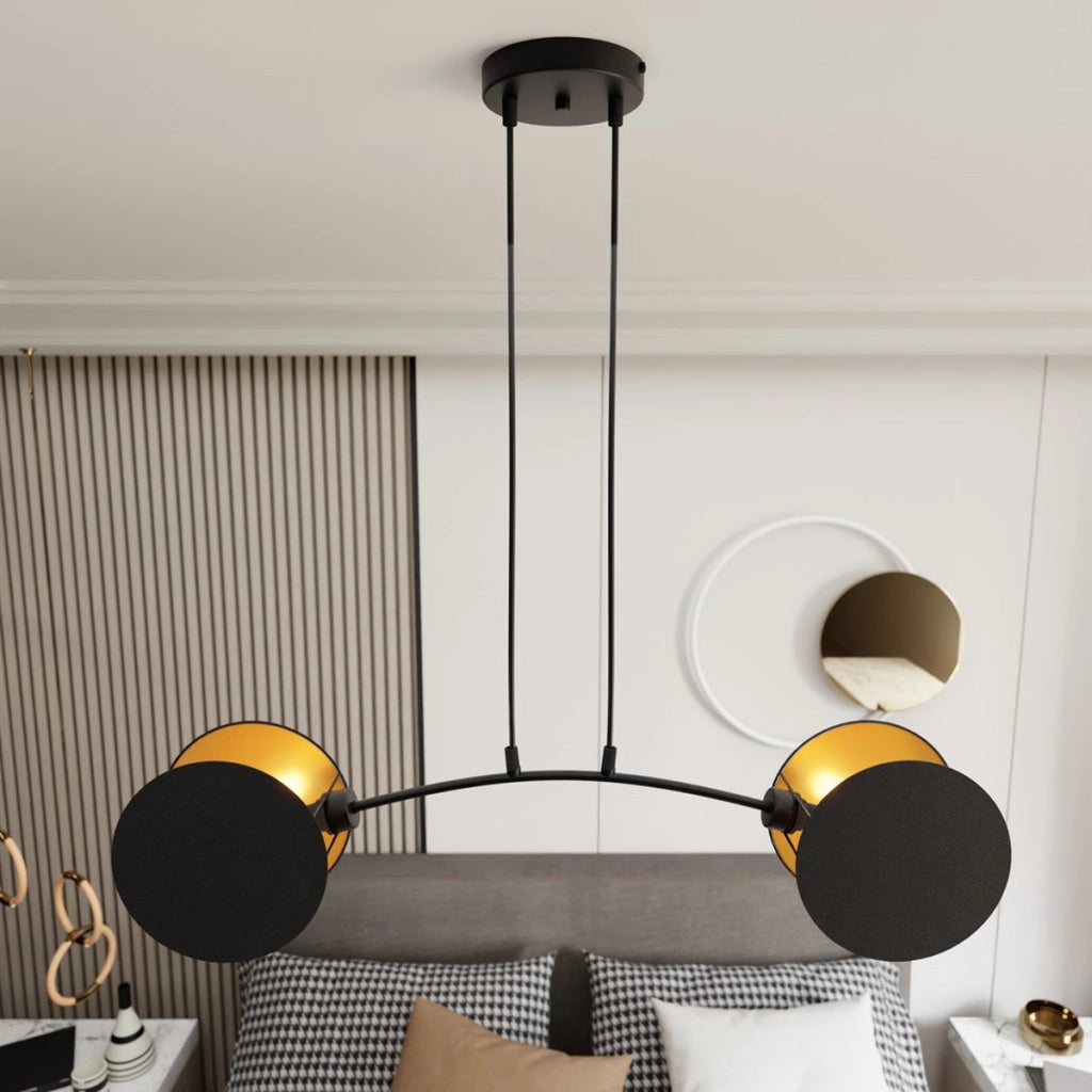 Lampada a sospensione MOTIF in acciaio nero e oro