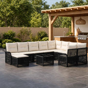 Set Divano da Giardino 11 pz Nero polyrattan 3435025