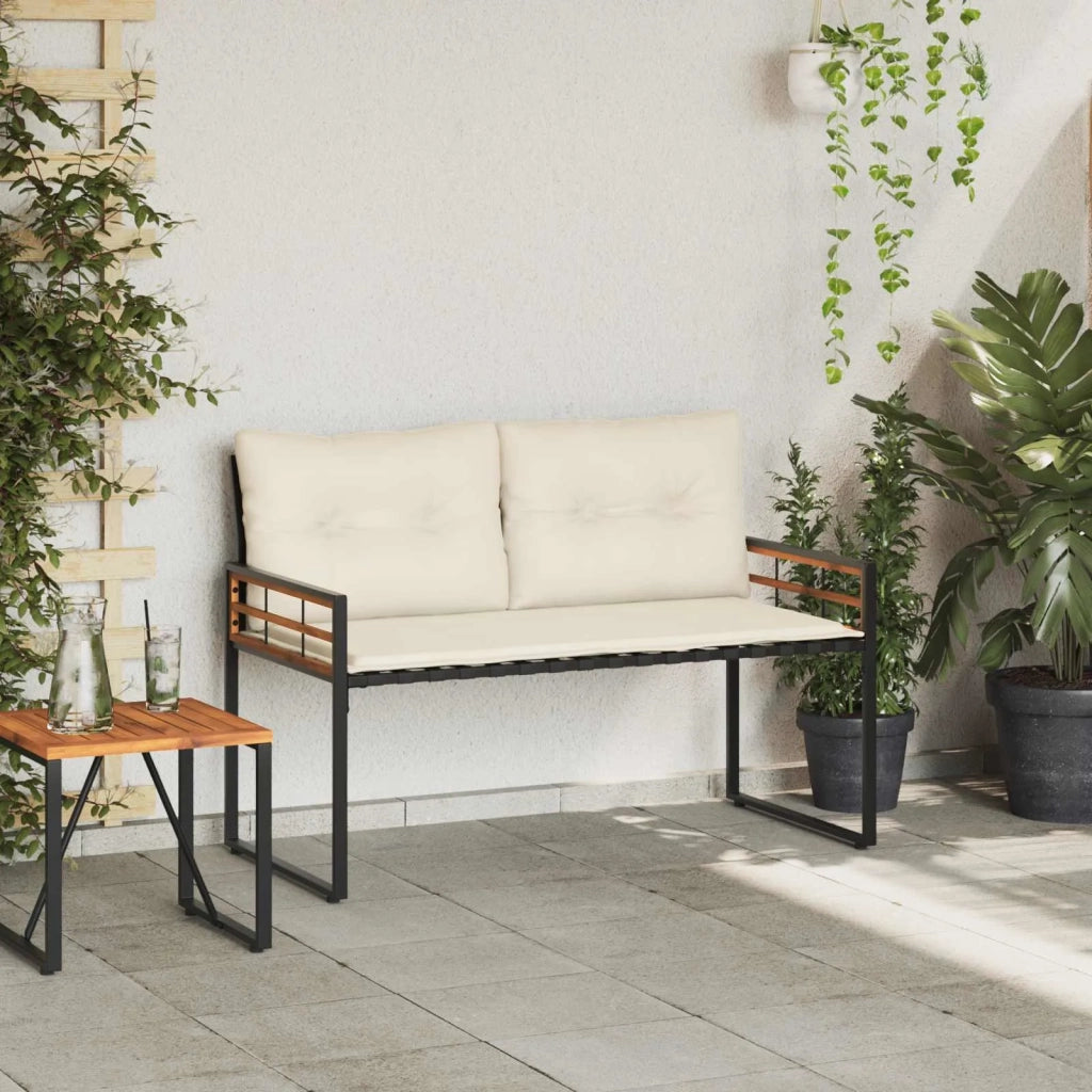 Panchetta in Legno a Strati con cuscino Crema 114 x 55 x 77 cm