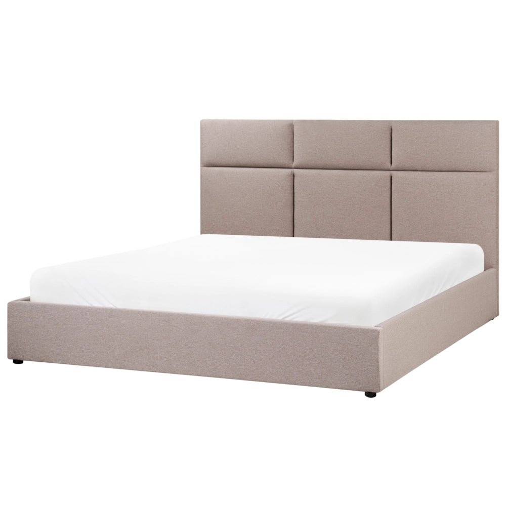Letto ottomano Taupe Poliestere Rivestito 180 x 200 cm con Storage e Testata Mobili da Camera da Letto