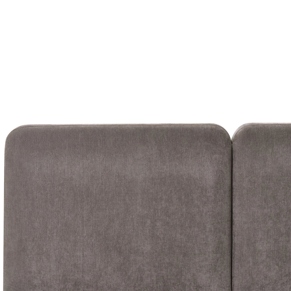 Letto ottomano color tortora in tessuto di ciniglia 140 x 200 cm Testiera imbottita Rete a doghe sollevabile