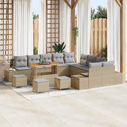 Set Divano da Giardino con cuscino 14 pcs Beige Poly Rattan
