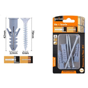 Trade Shop - Set 3 Pz Viti Vite Croce 6x70mm + Tasselli Con Alette Tassello M12 Fischer 57574 -
