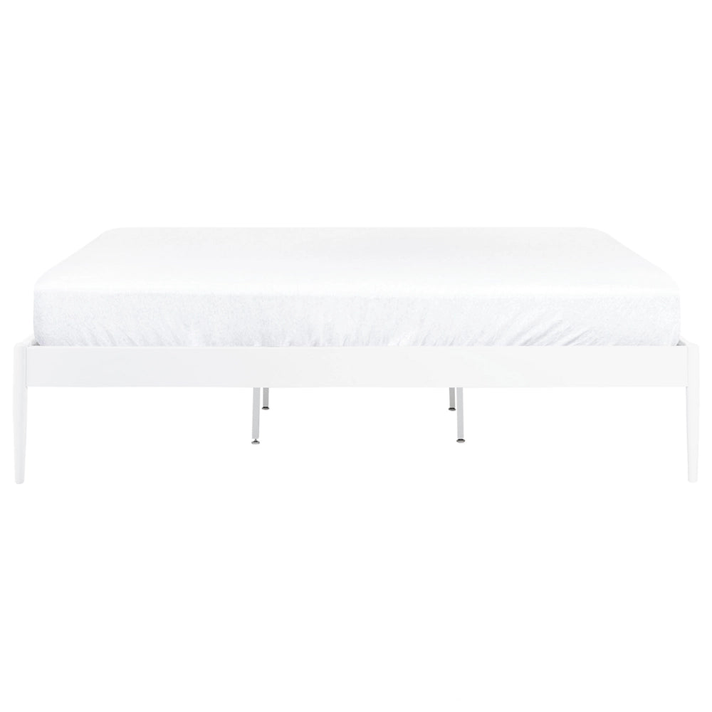 Letto matrimoniale con rete a doghe in metallo bianco 180 x 200 cm stile moderno industriale