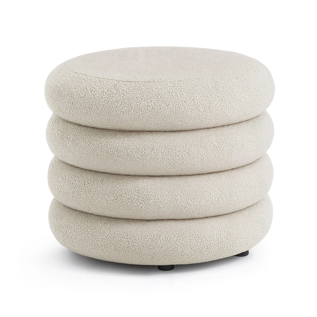 Pouf contenitore cilindrico in tessuto teddy 55 cm MOLLIS Bianco Nebbia