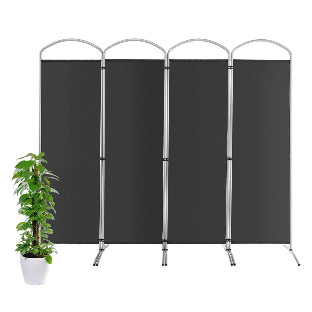 Paravento pieghevole a 4 pannelli da 188cm-Divisorio in tessuto per ambienti interni casa ufficio Grigio