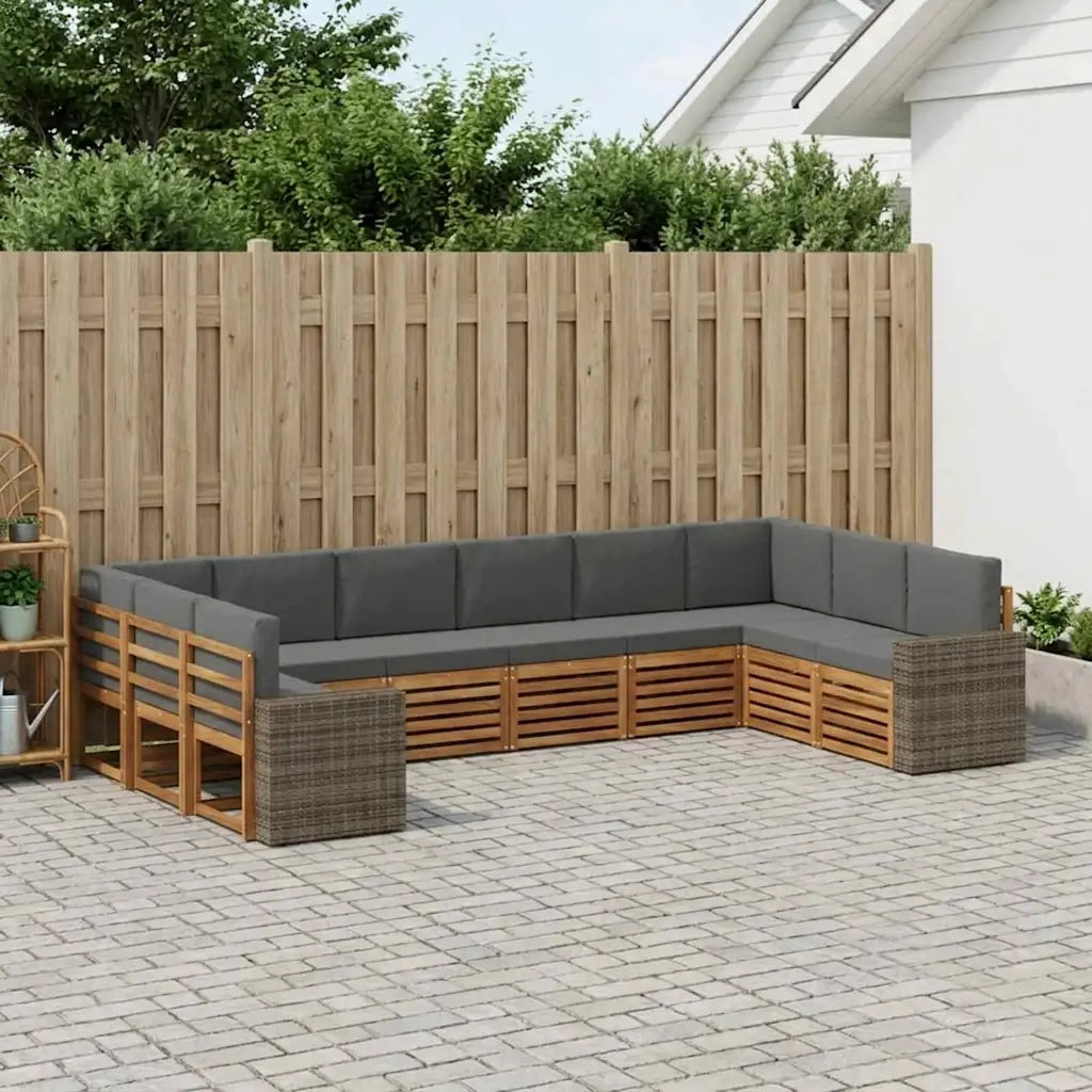Set di divani da esterno 10 pcs Naturale e Antracite Poliestere