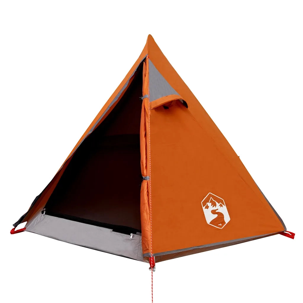 Tenda da Campeggio a Cupola 2 Persone-Tenda per Escursionismo Grigio e Arancione 919405