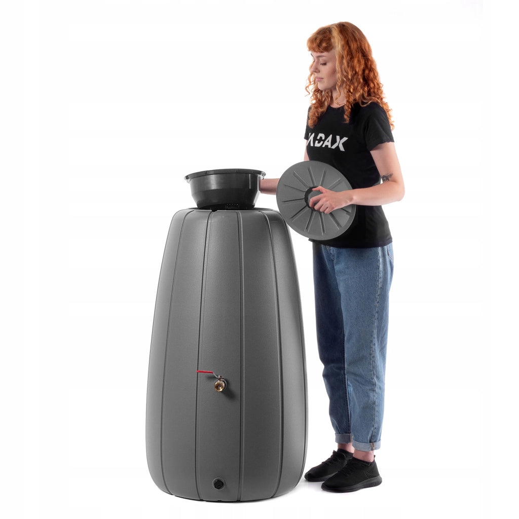 Serbatoio per acqua piovana KADAX 200L Contenitore per barile d'acqua + rubinetto Vaso da fiori grande