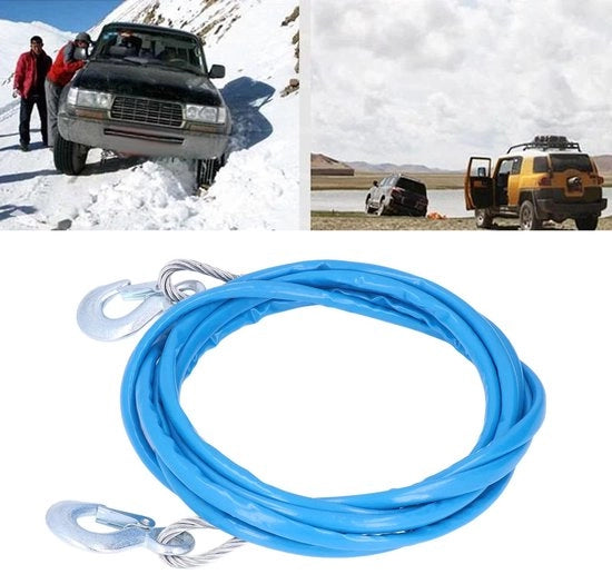 Cavo di Trasferimento per Rimorchio 7000 kg - Cavo per Rimorchio - Cavo per Attacco - Cavo in Acciaio Intrecciato - 12 mm x 5 m - Blu - Cavo per Cinghia di Trasferimento