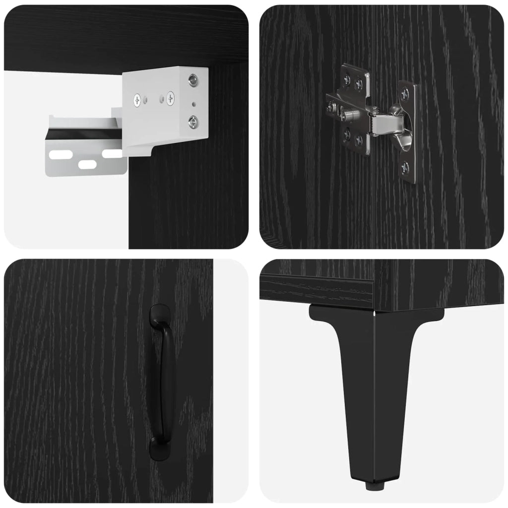 Credenza 2 pcs Rovere Nero Legno multistrato 3394589