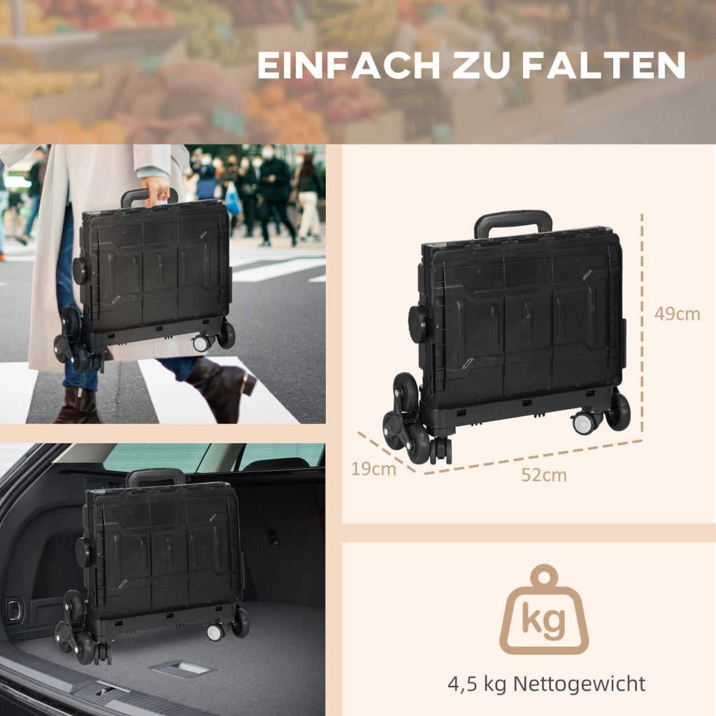 Carrello della spesa pieghevole ¨C zephmum ¨C Nero, acciaio, 65 kg