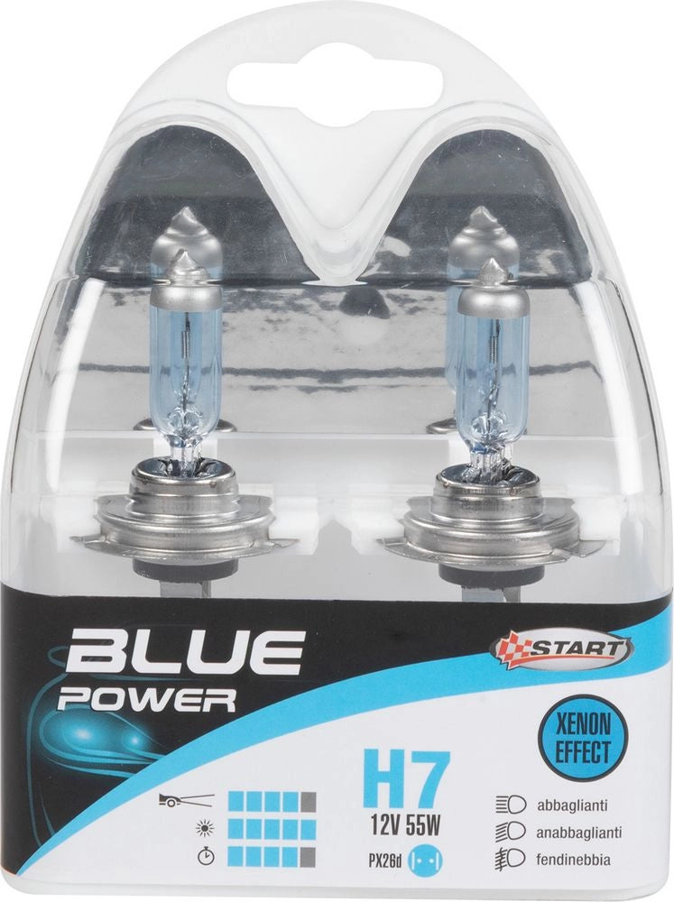 H7 Blue Power Coppia di Lampadine Xenon per luci auto 12V 55W PX26d