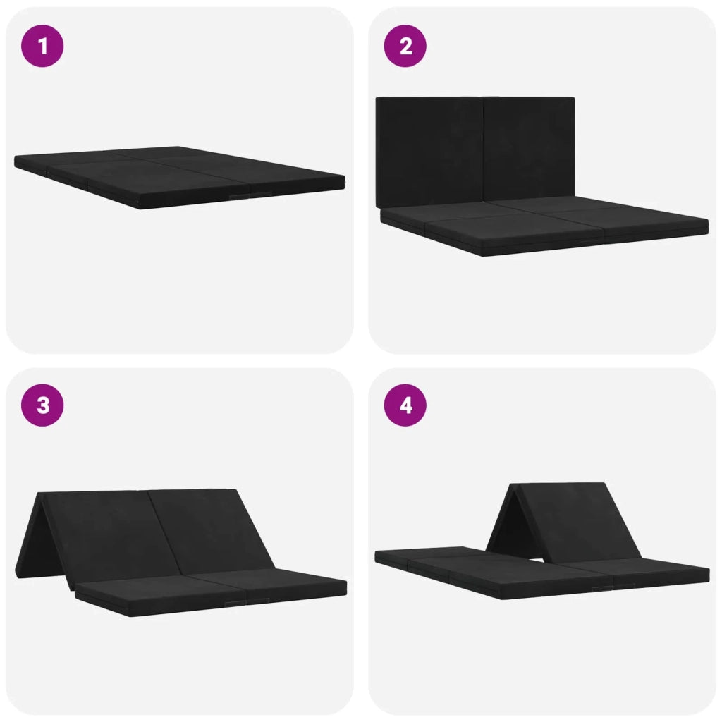 Divano Letto Pieghevole 140 x 67 x 45 cm Nero
