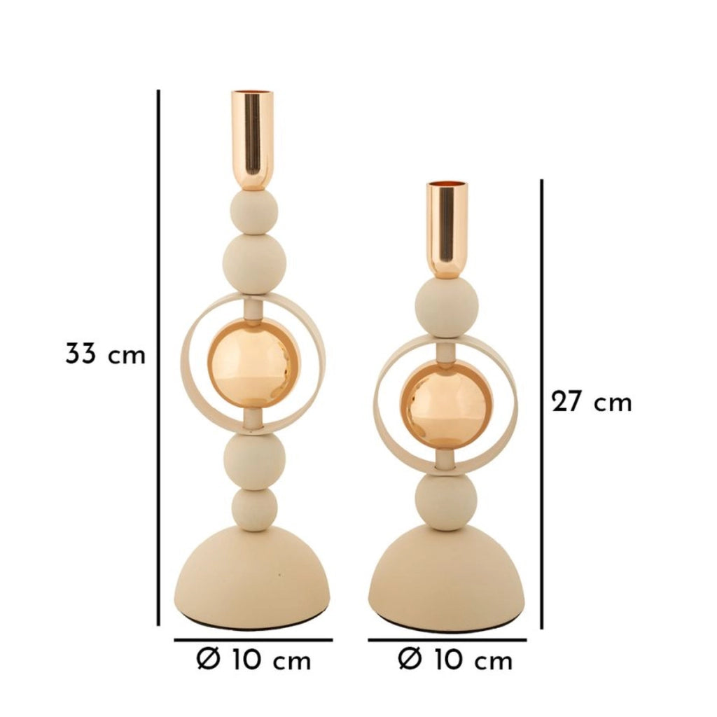 Portacandela VKH927, Beige, Acciaio, 10x10x33 cm