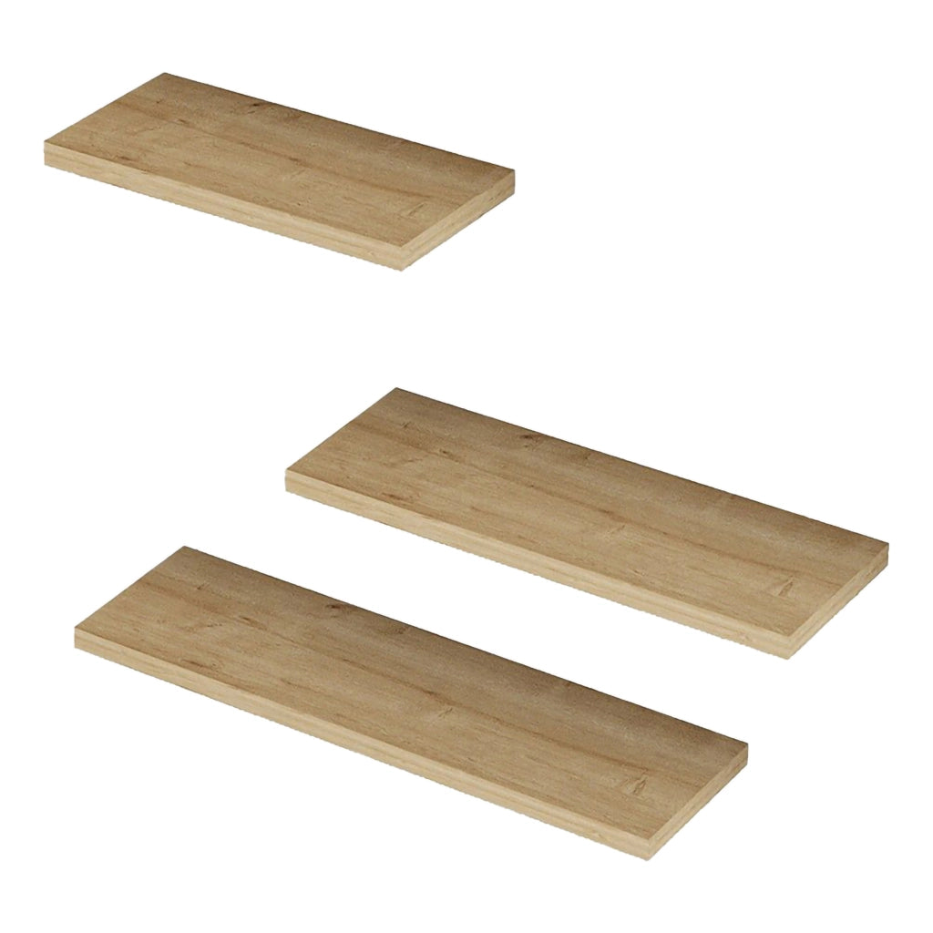 Roscigno, Mensola 3 Ripiani, 30x2x14h cm Marrone Rovere Chiaro