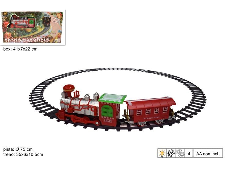Decorazione Natale Treno 35 cm Natalizio su Binario 70 cm