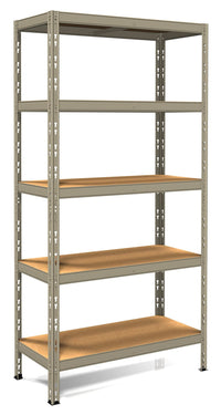 Scaffale in Metallo ad Incastro 5 Ripiani in Legno 90x40xh180 cm Pokerino Grigio