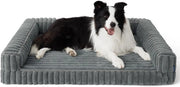 Letto per cani ortopedico per grandi cani - 89 x 64 x 18 cm Sovraccoperta impermeabile per cani con schiuma di alta densità e schiuma di guscio d'uovo, copertura di corduroy lavabile e rimovibile, grigio