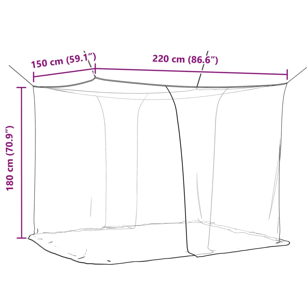 Zanzariera per letto 156 maglia Nero 220 x 150 x 180 cm 42033567