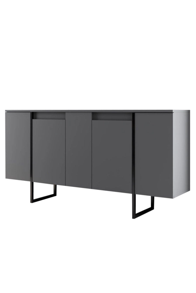 Credenza "Luxe" in legno - 160 x 35 x 80 cm - Grigio antracite