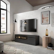 Mobile TV Soggiorno, 150x35x45cm, Per TV fino a 65", Camino elettrico, Nero RF2478