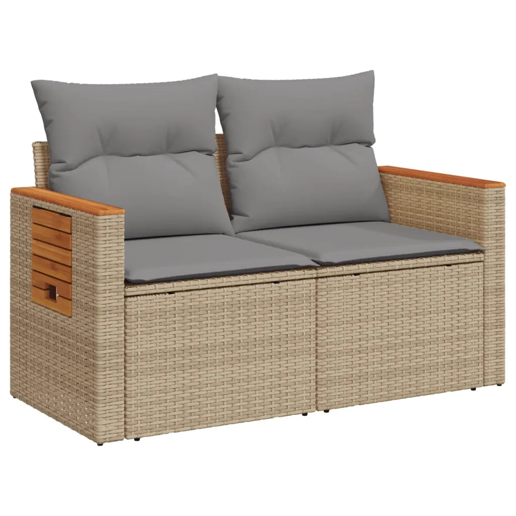 Divano da Giardino con Cuscini a 2 Posti Beige in Polyrattan 366110
