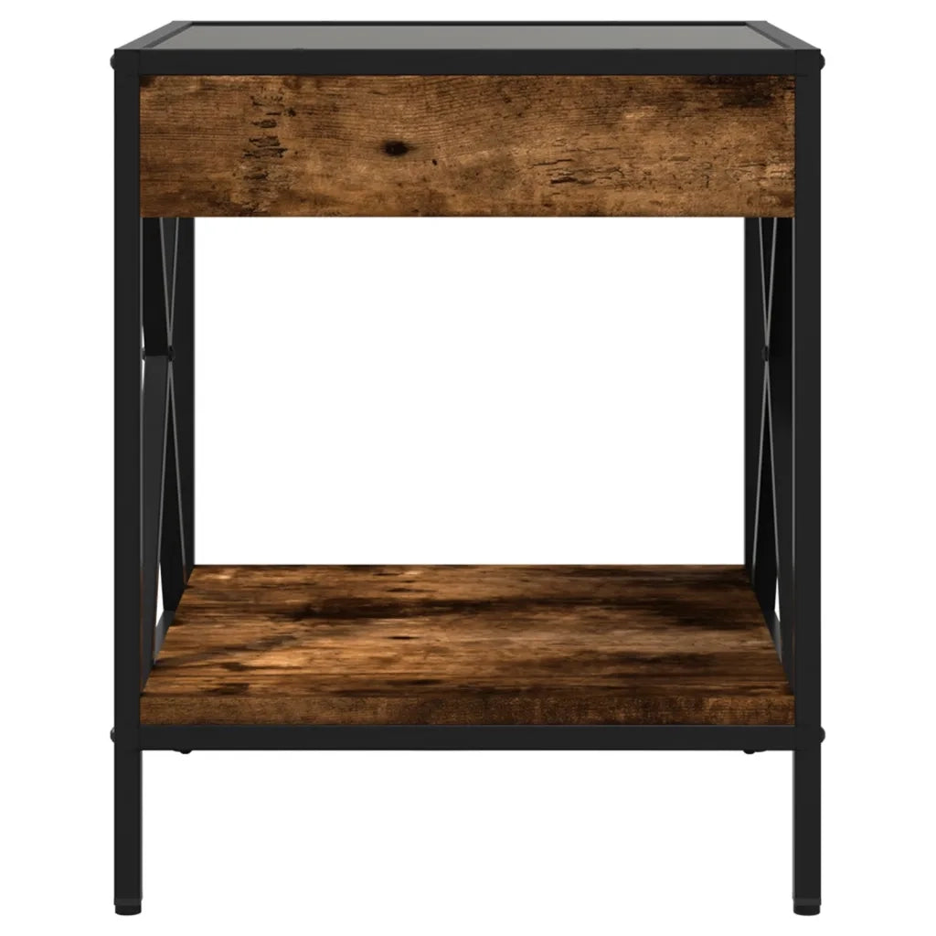 Comodino con LED Infinity Rovere Fumo 40x40x49 cm