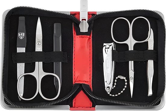 Set di manicure per donne e uomini in pelle rossa