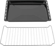 Piastre da forno e set di griglia, 3 cm profondo smaltato, teglia e griglia inox per forno e fornello, resistente alle abrasioni e inox, 455 x 375 x 30 mm