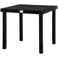 Tavolo da Giardino per 4 Persone Tavolo da Pranzo in Alluminio Arredo Giardino Salotto Resistente Plastica Nero 78 x 78 x 74 cm