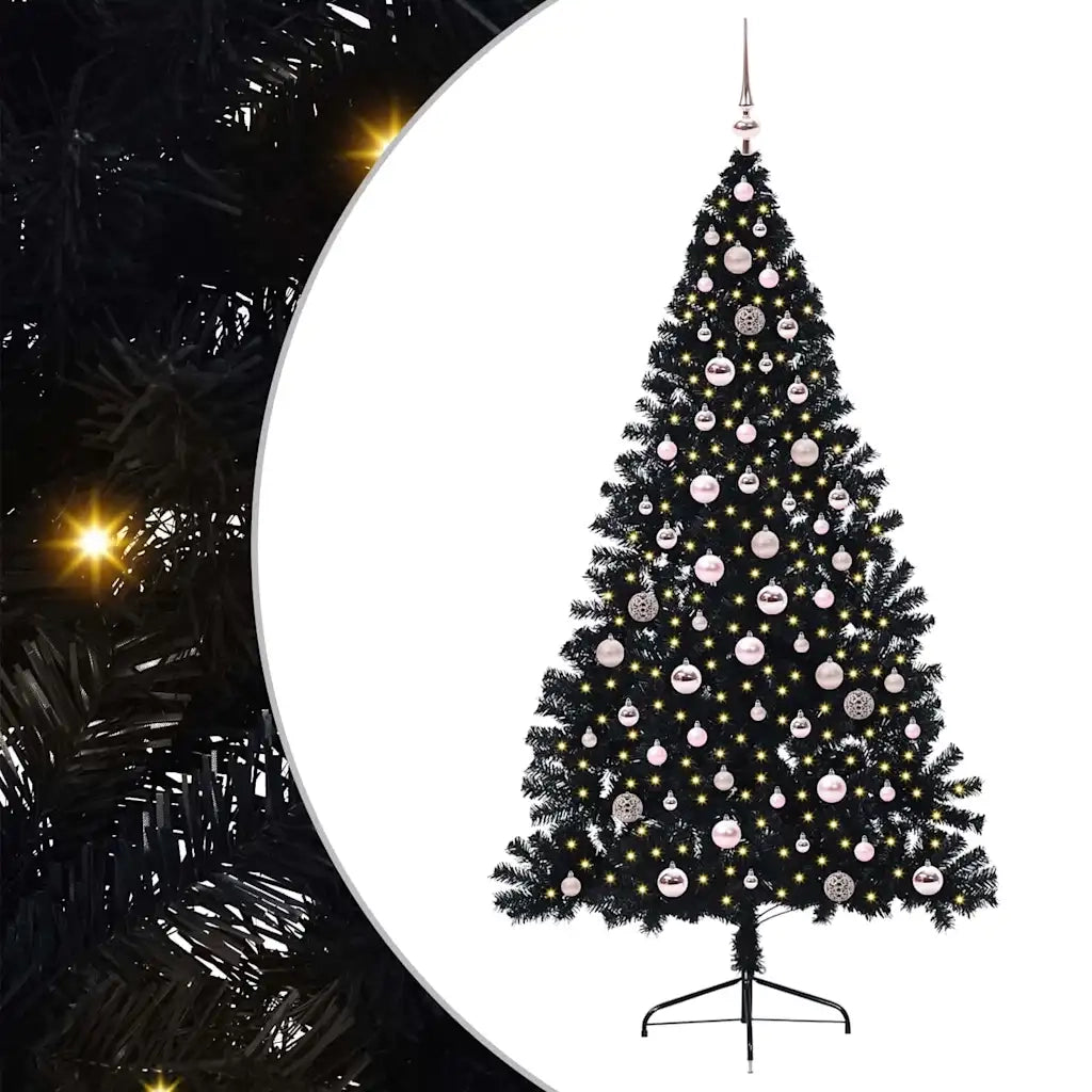Albero di Natale artificiale con luci integrate Nero 240 cm PVC 3397169