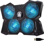 Ventilatore di Raffreddamento per Laptop - Più di 500.000 unità vendute - Estremamente Potente - Processo di Raffreddamento Rapido - 4 Ventilatori per PC, Notebook, PS4, PS5 - Stand per Laptop Ventilato - Blu