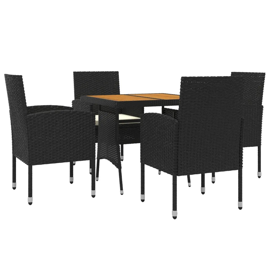 Set da Pranzo per Giardino 5 pz in Polyrattan Nero 3120090