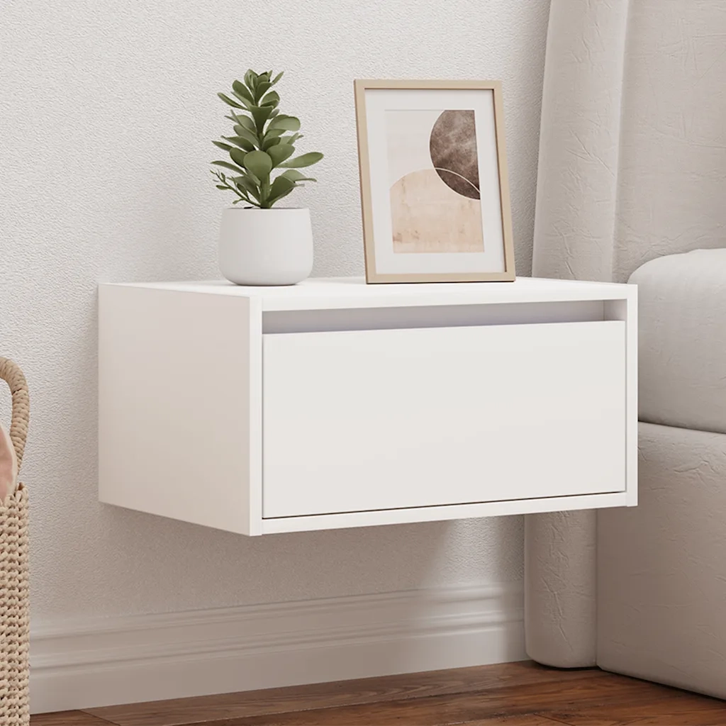 Comodino a Parete con Luci LED Bianco 860211
