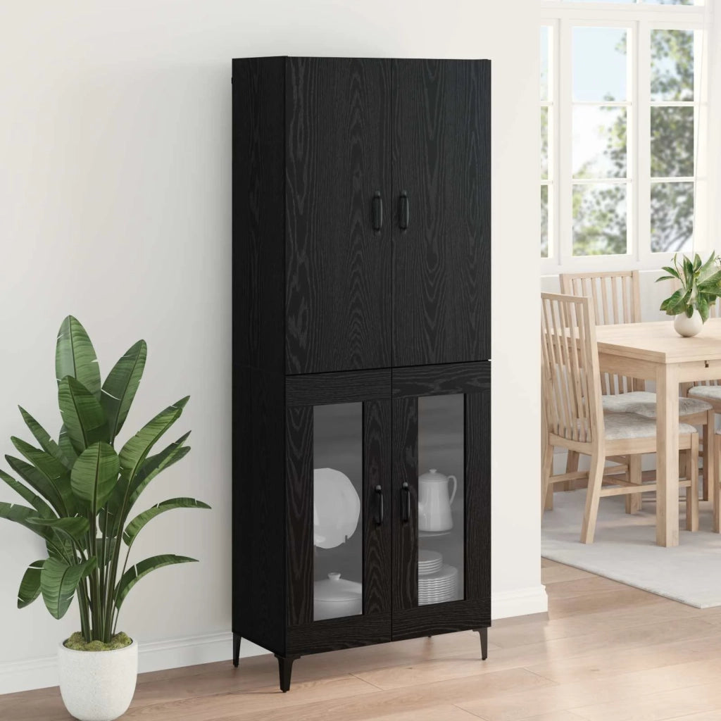 Credenza | Madia | Buffet da pranzo | Armadio da pranzo Rovere Nero 69,5 x 34 x 180 cm Legno multistrato